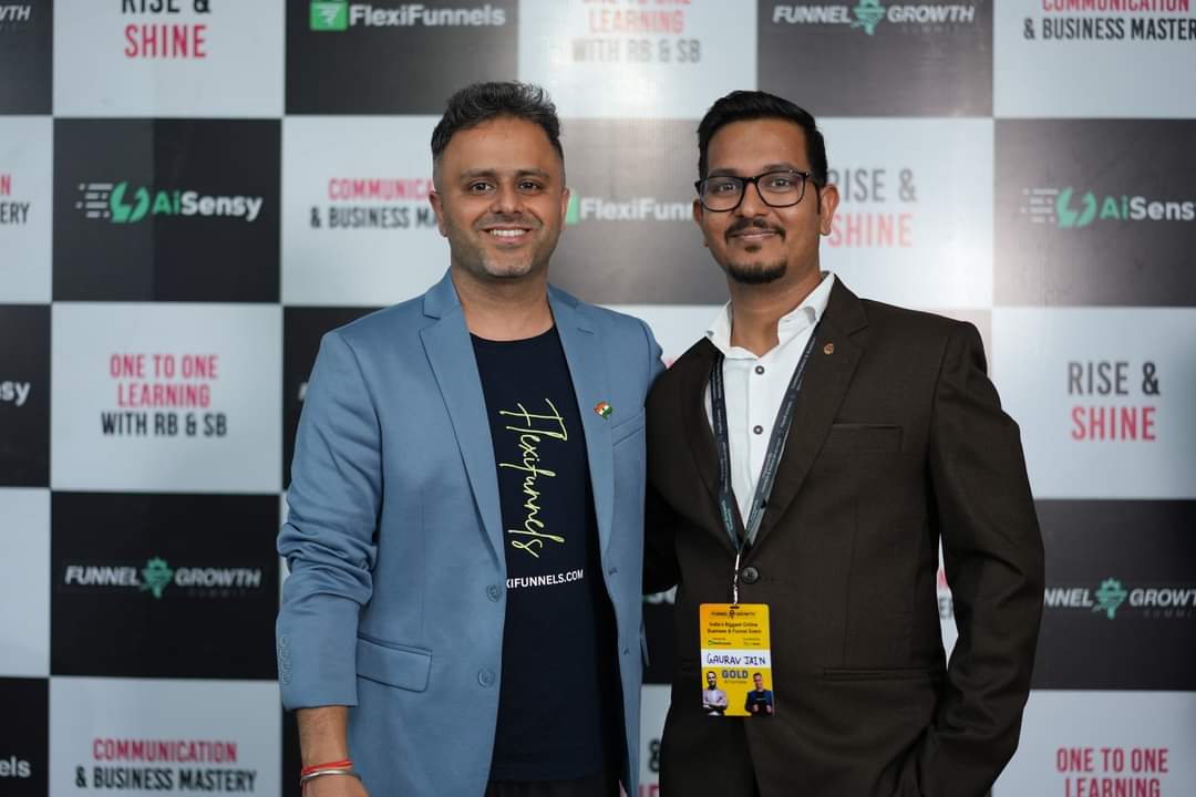 Gaurav Jain with Mr. Saurabh Bhatnagar, Co-Founder and CEO of FlexiFunnels and Facebook Ads Specialist, at Funnel Growth Summit